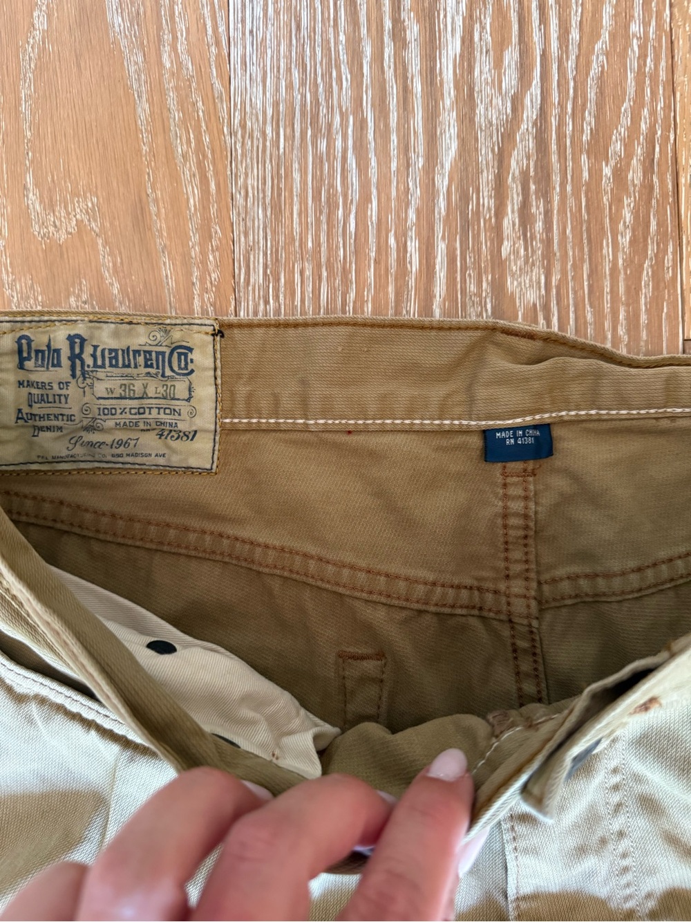 Polo Ralph Lauren Men's Tan Khaki Pants Size 36 Straight Leg Casual Chinos - Picture 2 of 6